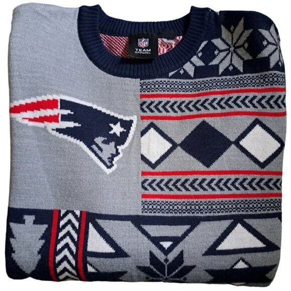 VTG NFL TEAM APPAREL PATRIOTS acrylic Ugly Christmas SWEATER Holiday winter S - Picture 1 of 6